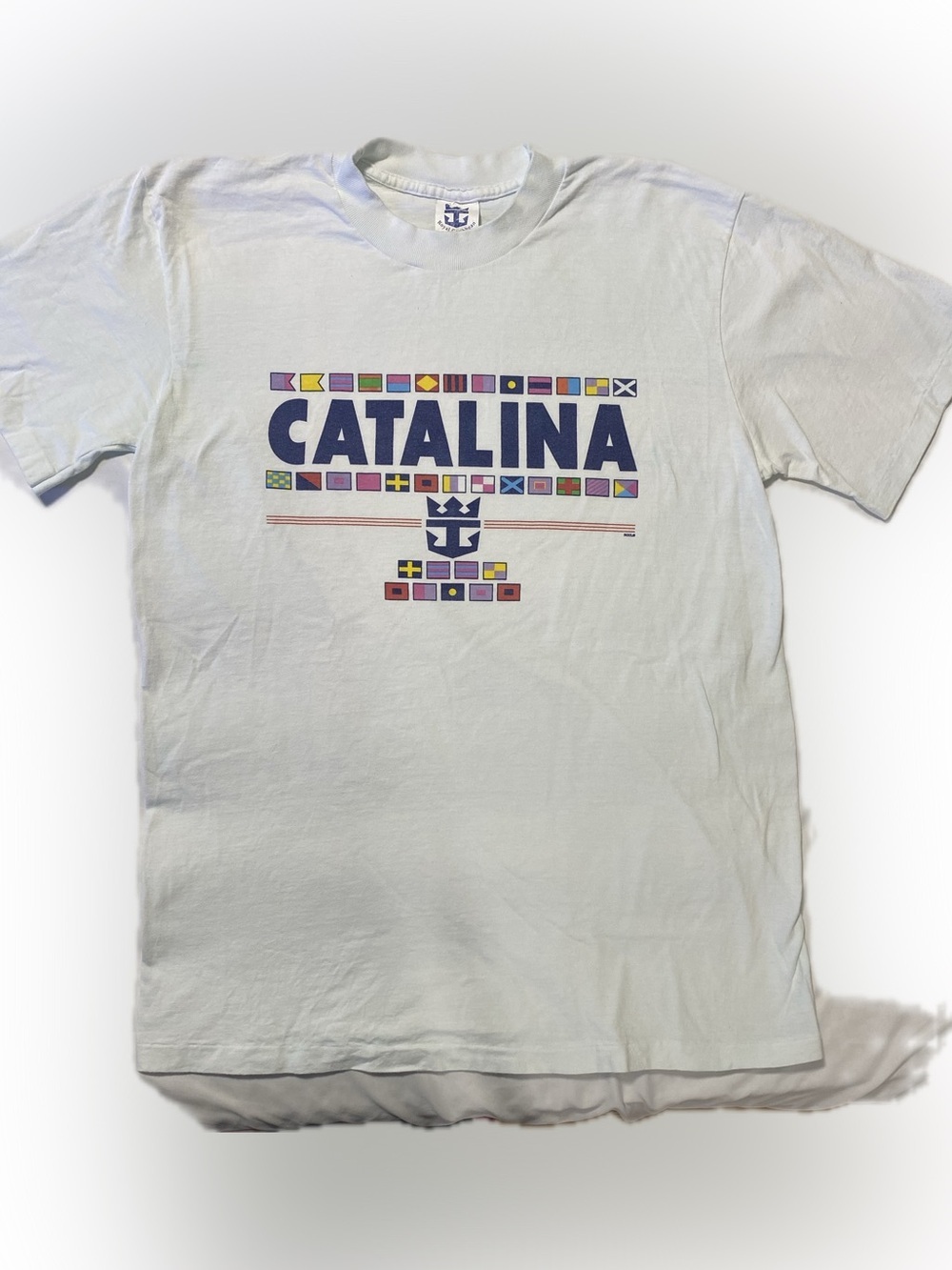 Caribbean Catalina White T‑Shirt with Navy and Multicolor Signal Flags